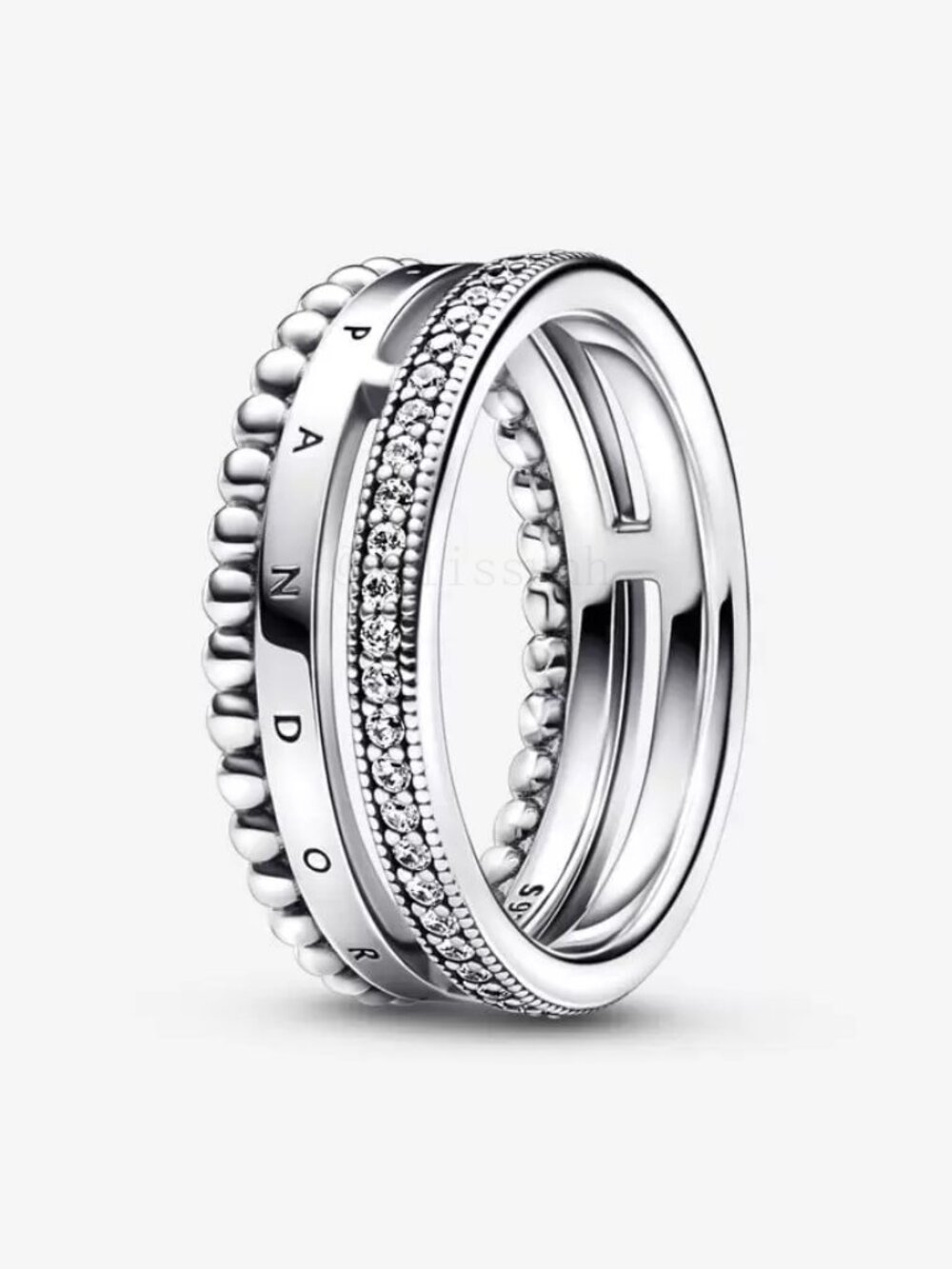Pandora Signature Logo Pavé & Beads Ring